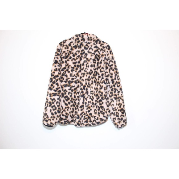 Maurices Quilted Yoke Leopard Sherpa Pullover Tan Red Women's Size 0X 14W H14203 - Picture 9 of 10